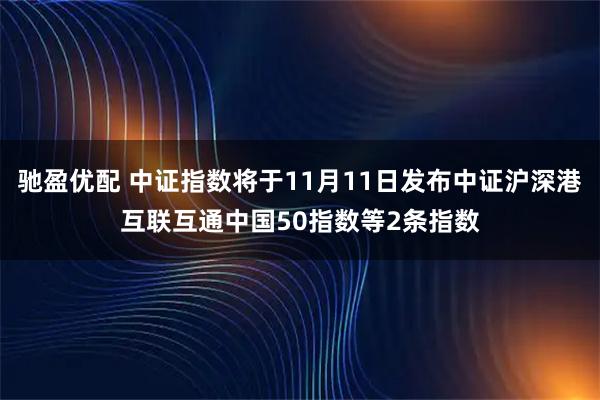 驰盈优配 中证指数将于11月11日发布中证沪深港互联互通中国50指数等2条指数